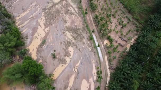 Aerial Top View Flash Flood Cause Plantation Clear Malaysia — Αρχείο Βίντεο