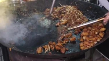 char kuey kak Fried Rice Cake food is cooked. Delicious Malaysia street food