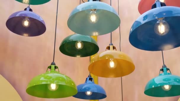 Different Color Lamp Colorful Bowl Shape Light — стоковое видео
