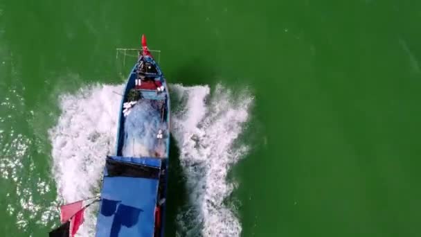 Georgetown Penang Malaysia Dec 2021 Aerial Top View Fisherman Boat — стокове відео