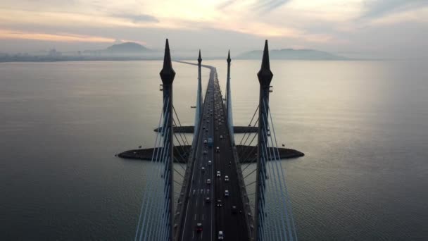 Georgetown Penang Malaysia Feb 2022 Aerial Ascending Look Bust Car — Stock video