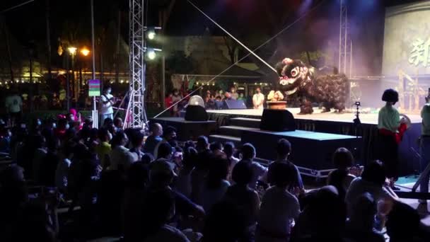 Georgetown Penang Malaysia Jul 2022 People Enjoy Lion Dance Performance — стоковое видео