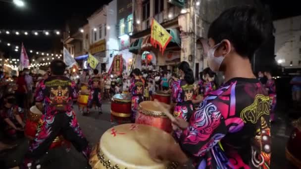 Georgetown Penang Malaysia Jul 2022 Select Focus Back Drum Performer — Αρχείο Βίντεο