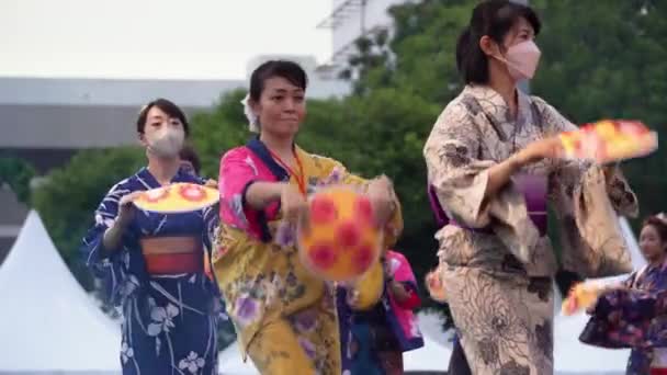 Georgetown Penang Malaysia Jul 2022 Japanese Wear Kimono Dance Bon — Videoclip de stoc