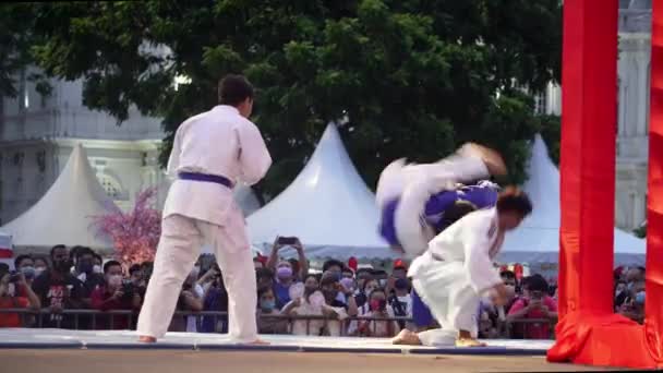 Georgetown Penang Malaysia Jul 2022 Judo Martial Performance Stage — стоковое видео