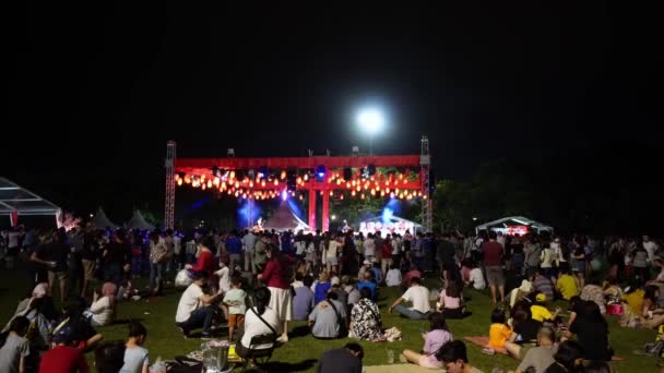 Georgetown Penang Malaysia Jul 2022 People Picnic Night Background Bon — 비디오