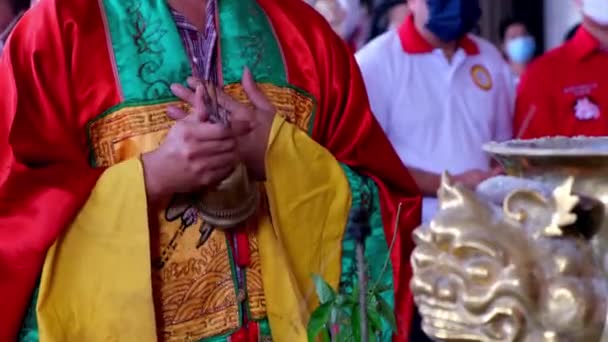 Bukit Mertajam Penang Malaysia Aug 2022 Select Focus Taoist Priest — Stok Video