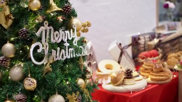 Select Focus Merry Christmas Decoration Bakery — Vídeo de stock