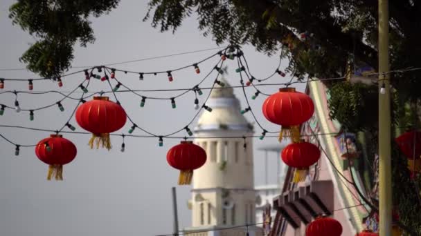 Red Lantern Decoration Background Mosque Chinese Temple — ストック動画