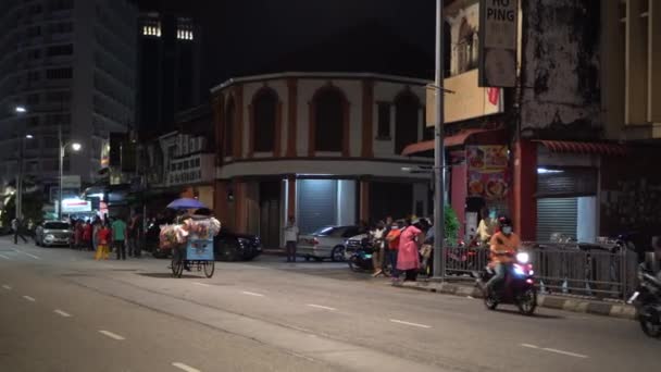 Georgetown Penang Malasia Jan 2022 Trishaw Ciclo Vendedor Pan Penang — Vídeos de Stock