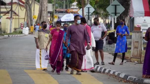 Georgetown Penang Malaysia Jan 2022 Hindu Devotees Face Mask Walk — Stock Video