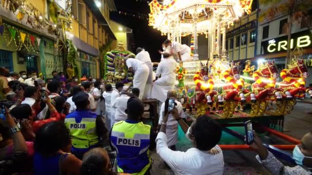 Georgetown Penang Malaisie Janvier 2022 Les Dévots Indiens Portent Statue — Video