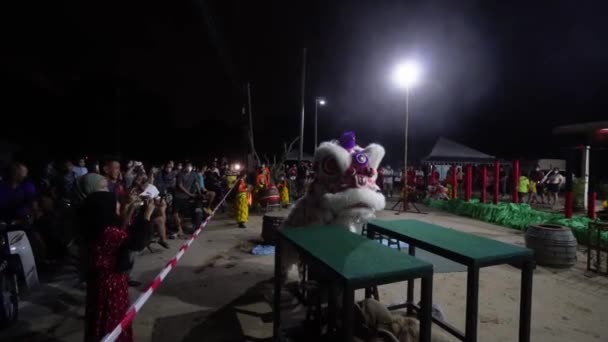 Georgetown Penang Malezya Şubat 2022 Malay Halkı Geceleri Aslan Dansı — Stok video