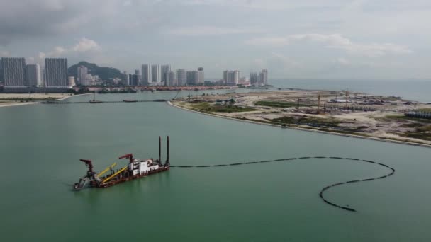 Gurney Penang Malásia Junho 2022 Dredger Ship Park Gurney Recuperation — Vídeo de Stock