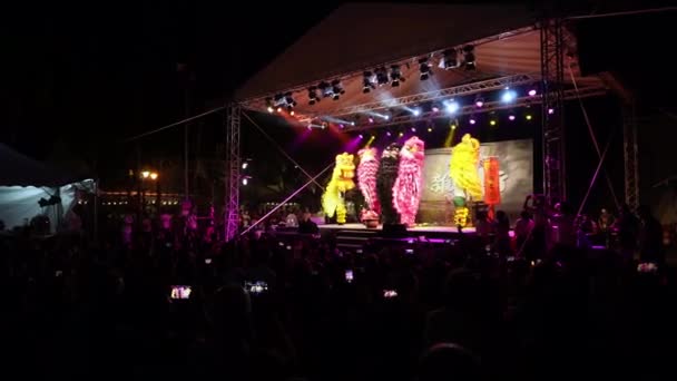 Джорджтаун Пенанг Малайзия Июля 2022 Публичный Танец Льва Сцене — стоковое видео