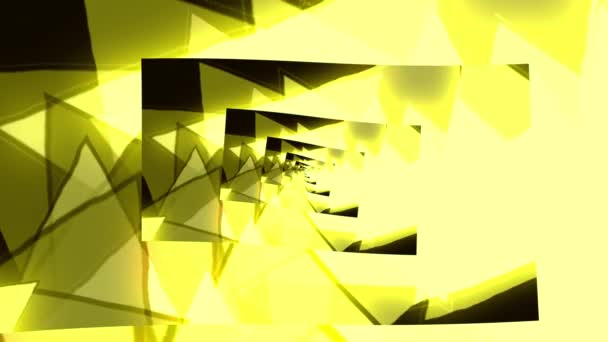 Κίτρινο Τρίγωνο Άπειρο Εφέ Ζουμ Απόδοση Αφηρημένο Φόντο — Αρχείο Βίντεο