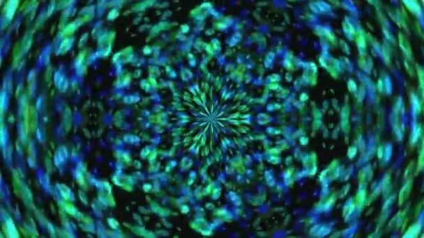 Οπτική Ψευδαίσθηση Του Πράσινου Και Μπλε Δίσκου Κέντρο Kaleidoscope Animation — Αρχείο Βίντεο