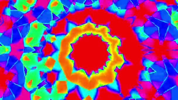 Caleidoscop Animație Strălucitoare Colorată Redare Fundal Abstract — Videoclip de stoc