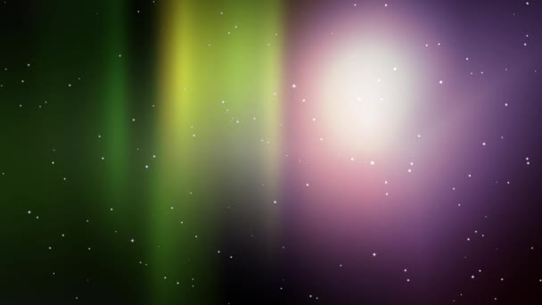 星空の背景に緑と紫のオーロラ効果 二次元コンピュータレンダリングパターン — ストック動画