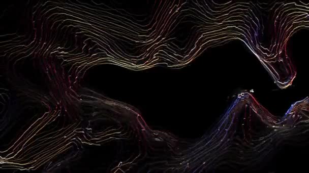 Разноцветная Контурная Линия Темном Фоне Рендеринг Абстрактного Фона — стоковое видео