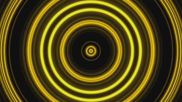 円形の黄色の高速運動トンネルパターン 2Dレンダリング抽象的な背景 — ストック動画