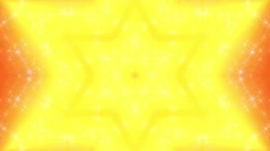 Turuncu arka planda yanıp sönen yıldız kaleydoskop animasyonu. 2B bilgisayar oluşturma şablonu