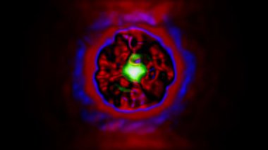 Kırmızı ve mavi çirkin fraktal gürültü animasyonu. 2B bilgisayar oluşturma şablonu