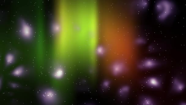 Aurora Πράσινο Και Κίτρινο Στο Φόντο Του Γαλαξία Αστέρι Πρότυπο — Αρχείο Βίντεο