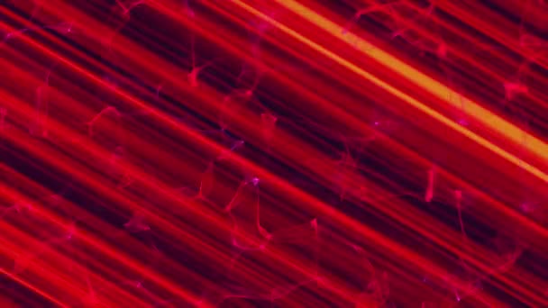電気効果アニメーションで線形パターンの上に赤い煙 二次元コンピュータレンダリングパターン — ストック動画