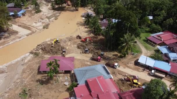 Baling Kedah Malaysia Jul 2022 Aerial View Truck Tractor Excavator — Stock Video