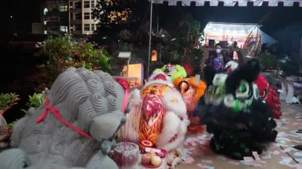 Georgetown Penang Malaysia Aug 2022 Lion Dance Perform Chines Temple — Stock Video