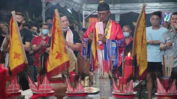 Georgetown Penang Malezja Sierpnia 2022 Taoistyczny Śpiew Księdza Świętuje Festiwal — Wideo stockowe