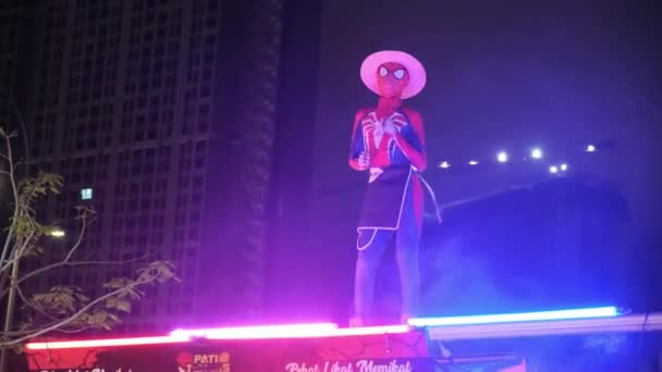 Batu Kawan Penang Malajsie Srpna 2022 Muž Oblečený Spiderman Čepice — Stock video