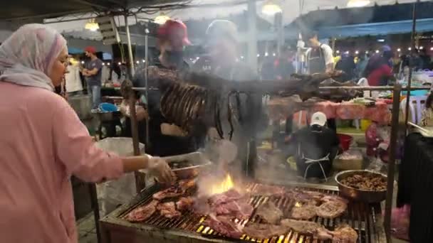 Batu Kawan Penang Malaisie Août 2022 Cuisinière Prête Cuire Viande — Video