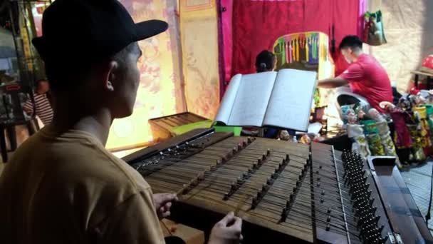 Georgetown Penang Malasia Agosto 2022 Instrumento Musical Chino Martillado Dulcimer — Vídeos de Stock