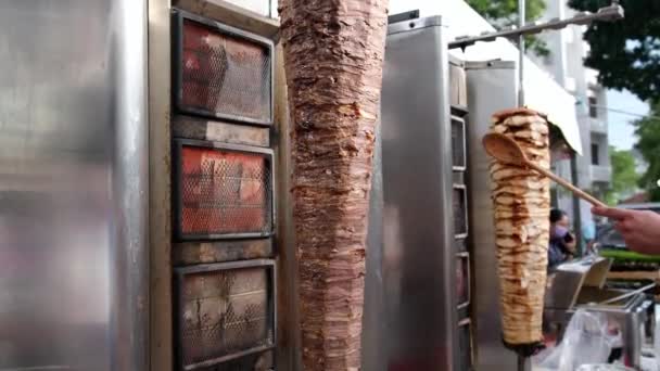 Gurney Penang Malaysia Aug 2022 Тільт Вниз Ясо Яловичини Shawerma — стокове відео