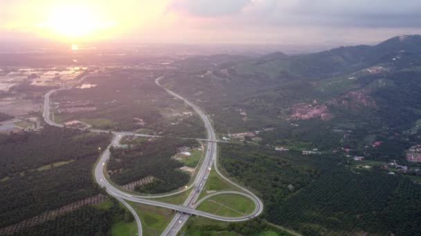 Vue Aérienne Coucher Soleil Près Plaza Toll Bandar Baharu Heure — Video