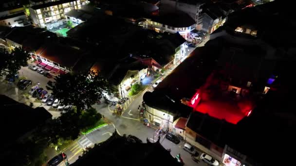 Джорджтаун Пенанг Малайзия Сентября 2022 Ночная Сцена Воздуха Армянской Улице — стоковое видео