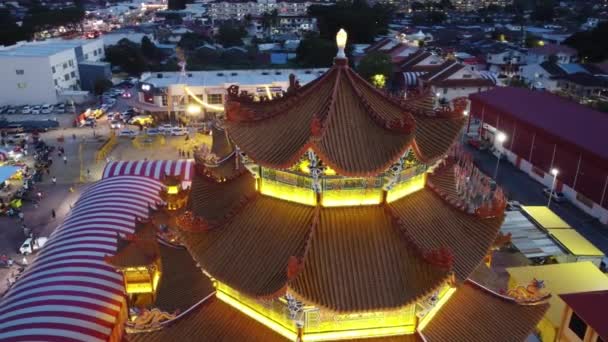 Butterworth Penang Malaysia Sep 2022 Flygfoto Majestätisk Kinesisk Tempel Simpah — Stockvideo