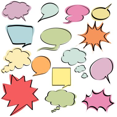 renkli komik konuşma balonları