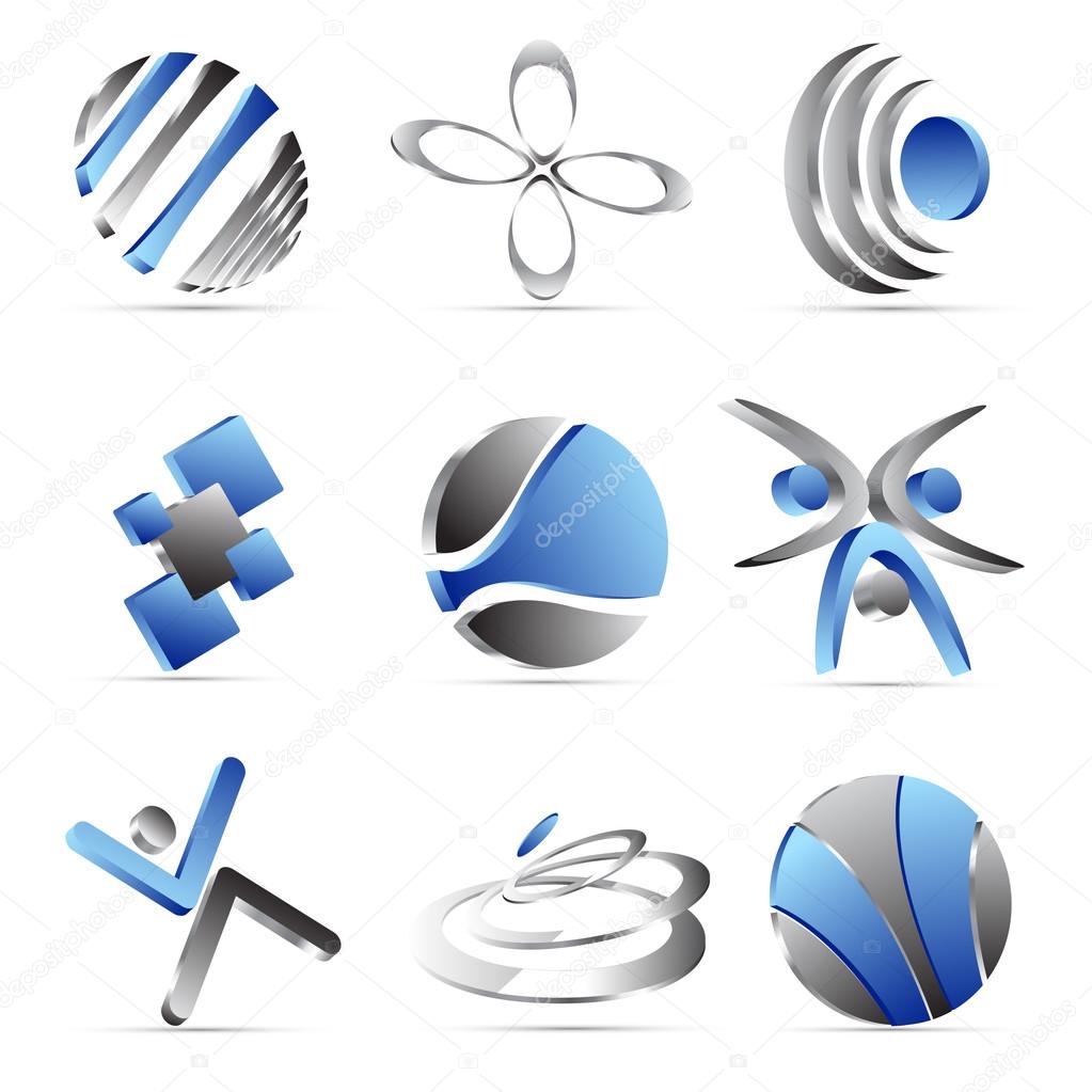 Blue business icons design