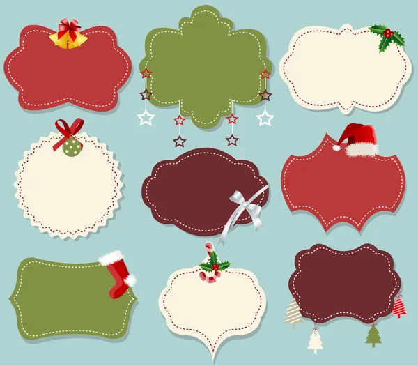 Conjunto de banner de etiqueta de Natal vintage — Vetor de Stock