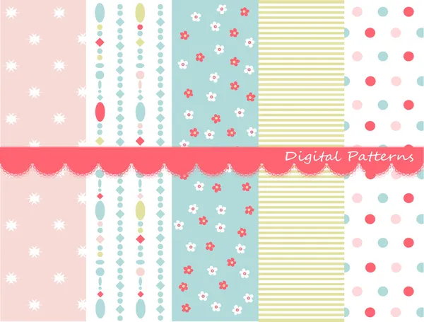 Digital patterns, scrapbook set Royalty Free Stock Illustrations