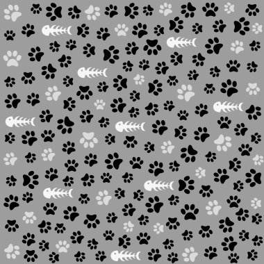Seamless animal pattern of paw footprint clipart