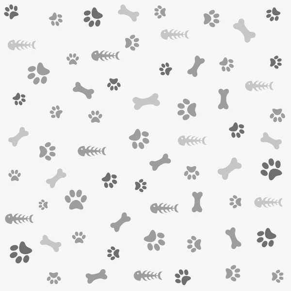 Bakgrund med hund tass print och ben — Stock vektor