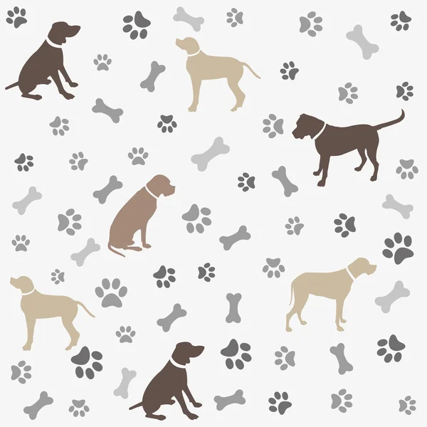 Fondo con pata de perro print y hueso — Vector de stock