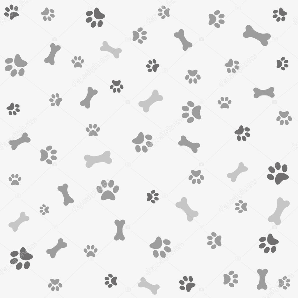 Background with dog paw print and bone