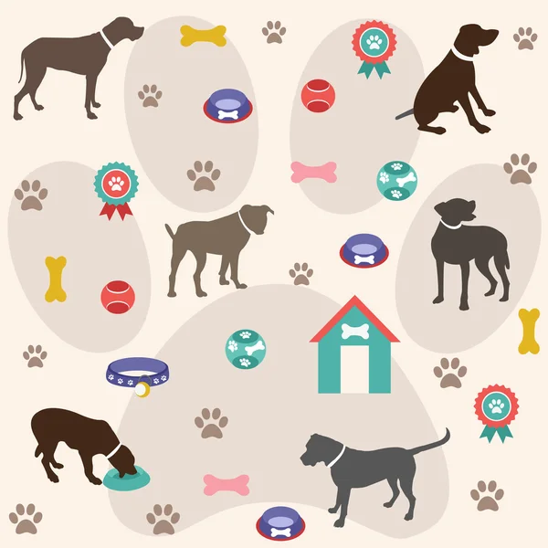 Bezešvé pattern, pes ikony — Stockový vektor