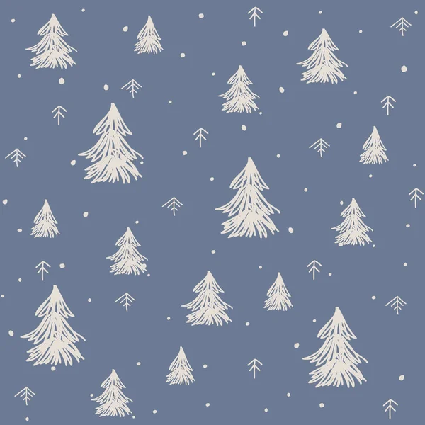 Winterwald Nahtloses Weihnachtsmuster — Stockvektor
