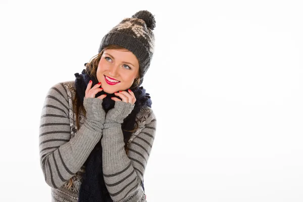 Woman and wooly outfit — Stock Photo, Image